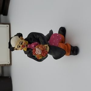 Italian made clown and flower figurine hand painted